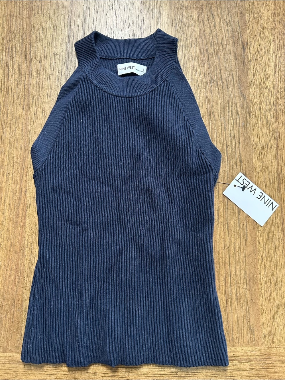 Nine West Dark Navy Ribbed Halter Tank Top